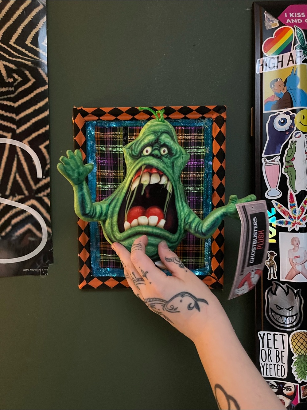 Slimer from Ghostbuster Wall Frame Art handmade by me